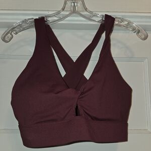 Fabletics Deep Maroon Cross-Back Sports Bra